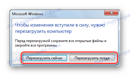Dialogové okno pro restartování systému v systému Windows 7