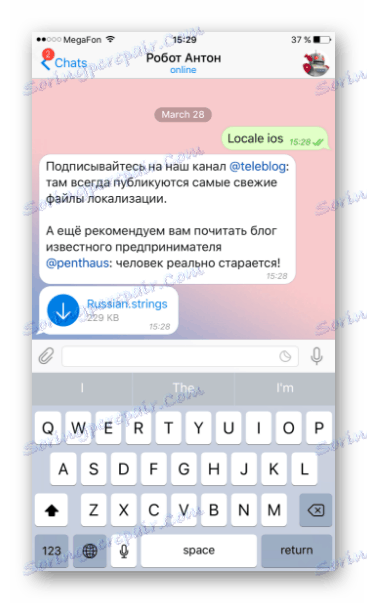 Rozhovor v Telegram messenger