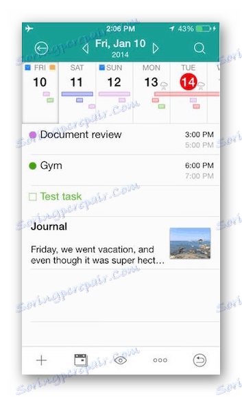 Sučelje standardne aplikacije kalendara na iOS-u