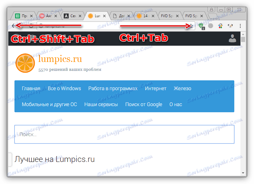 Preklopite med zavihki z vročimi tipkami v Google Chromu