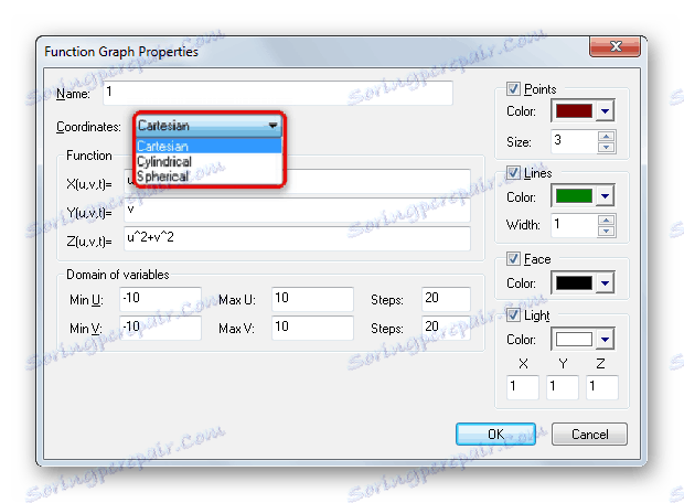 Підтримка всіх поширених математичних систем координат в 3D Grapher