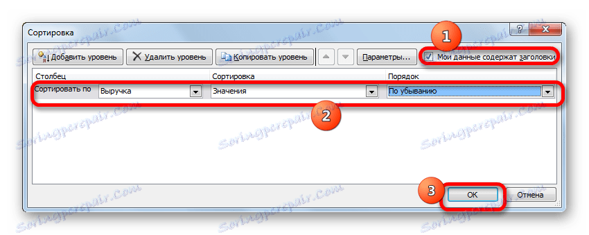 Прозор сортирања у програму Мицрософт Екцел