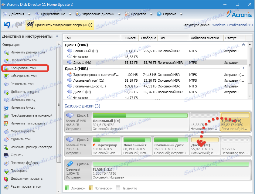 Kopiranje Acronis Disk Director Volume
