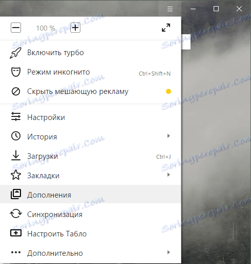 Dodatky k prehliadaču Yandex