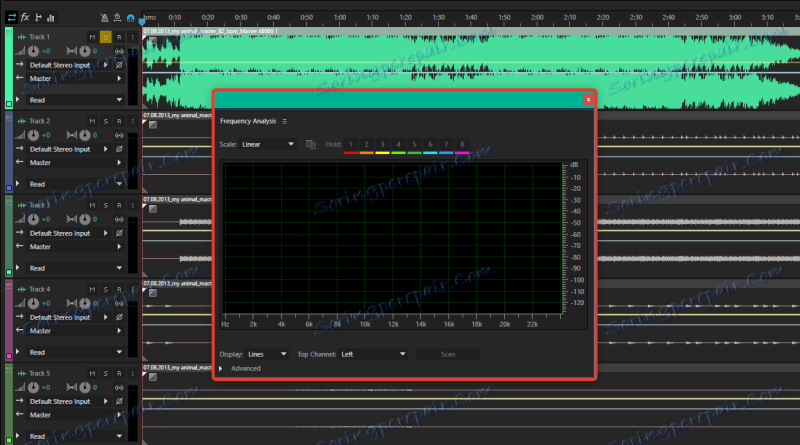 Urejanje frekvenčnega območja v programu Adobe Audition