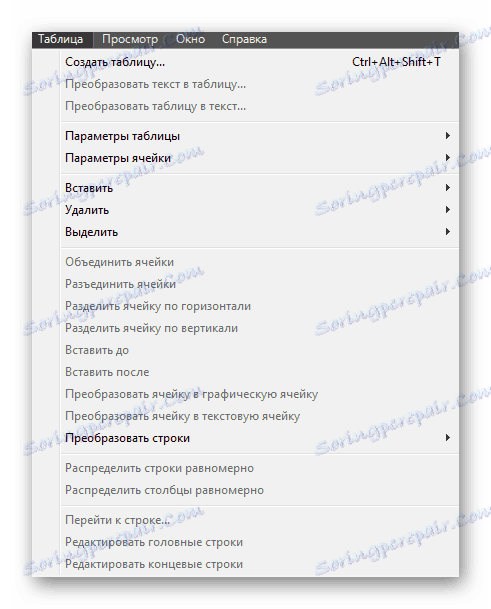 Створення таблиць Adobe InDesign