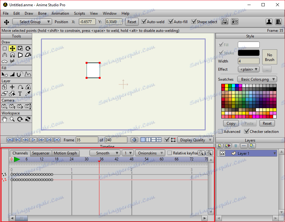 جدول زمانی در Anime Studio Pro