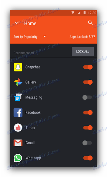 فئات التطبيق Hexlock قفل التطبيقات