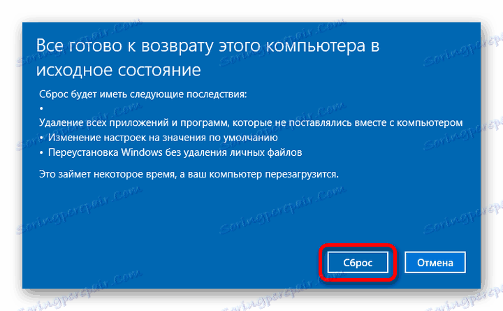 Potvrzení obnovení operačního systému Windows 10