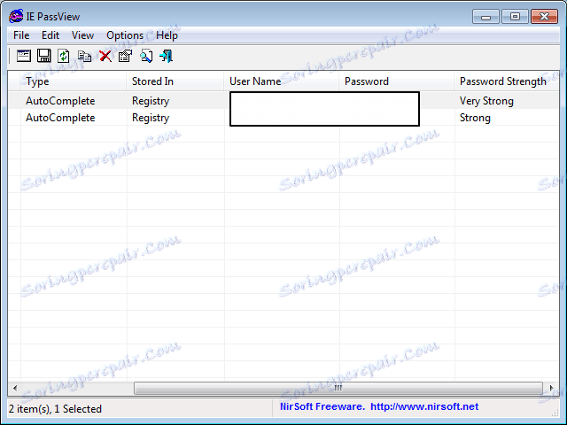 IE PassView Utility v programe Internet Explorer