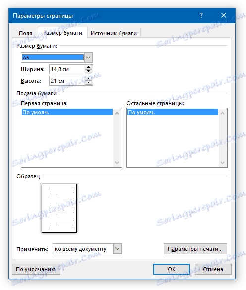 Možnosti stránky mění formát ve slově
