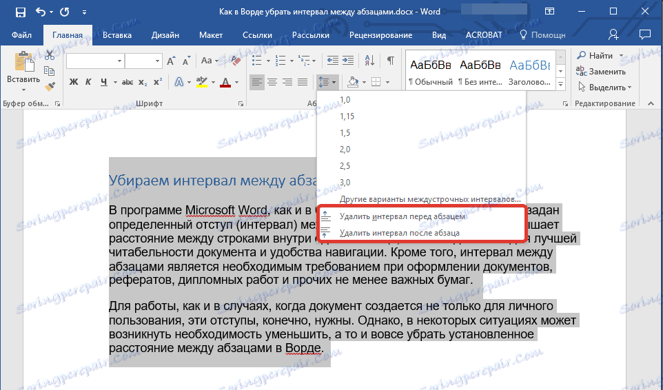 Opcje odstępów między akapitami w programie Word