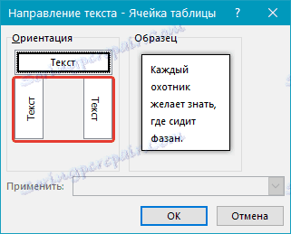 Коришћење ћелије табеле (избор оријентације) у Ворду