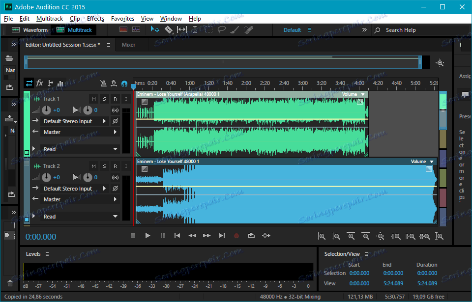 song a a-cappella v Adobe Audition