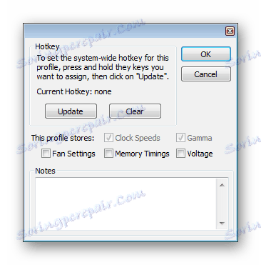 ATITool konfiguračná ponuka klávesových skratiek