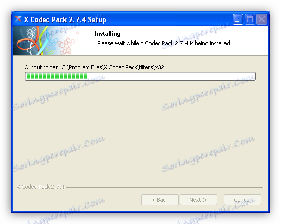 Inštalačný proces balíka XP Codec V systéme Windows XP