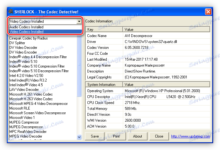Informačné okno Sherlock v systéme Windows XP