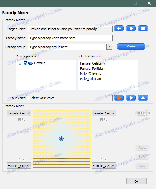 Изборът на глас в AV Voice Changer Diamond