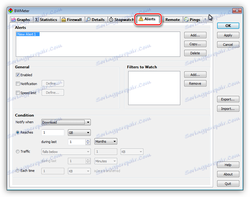 Корисничка упозорења у БВМетеру