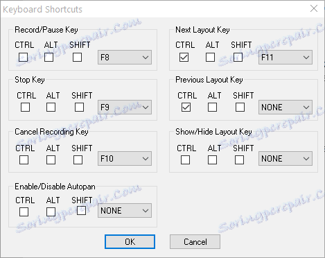 Налаштування гарячих клавіш в CamStudio