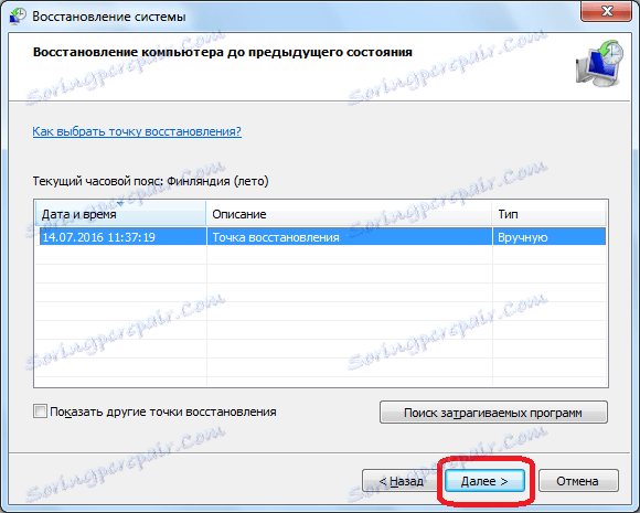Výber bodu obnovenia