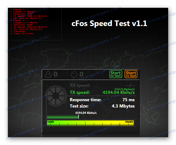Тест за скорост на интернет връзката cFosSpeed