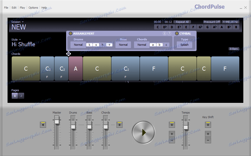Добавете преходи и ефекти към ChordPulse