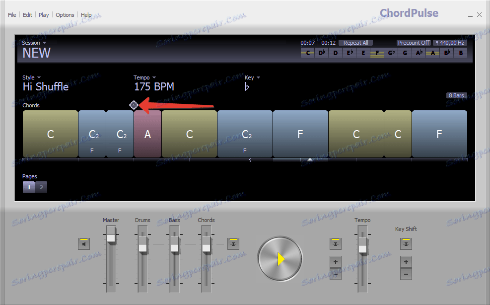 Добавяне на преходи към ChordPulse