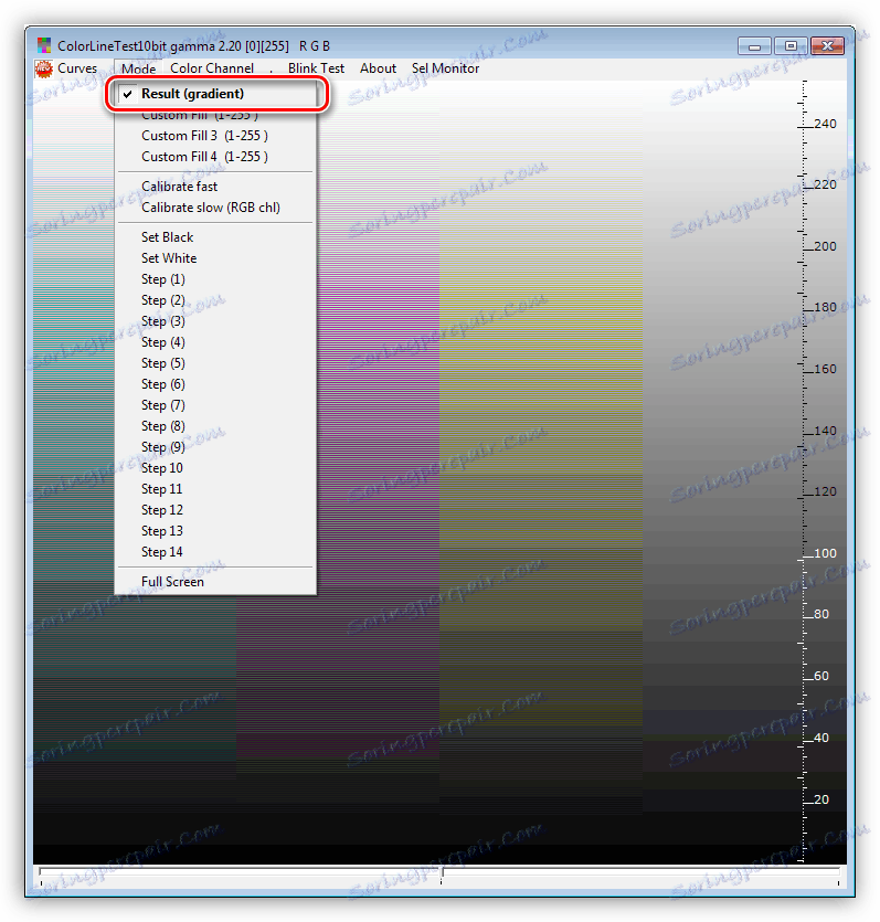 حالت نمایش دادن تنظیمات مانیتور در برنامه CLTest نتیجه می گیرد