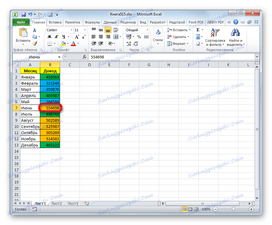 Зміна кольору в ячеку в Microsoft Excel