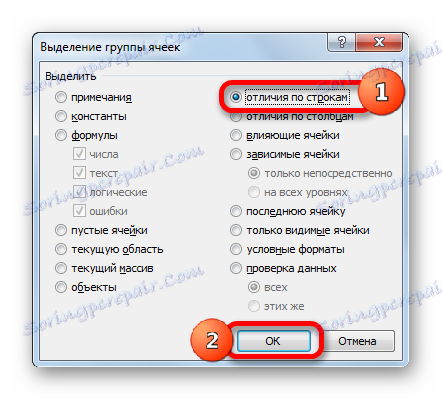 Okno výběru skupin buněk v aplikaci Microsoft Excel