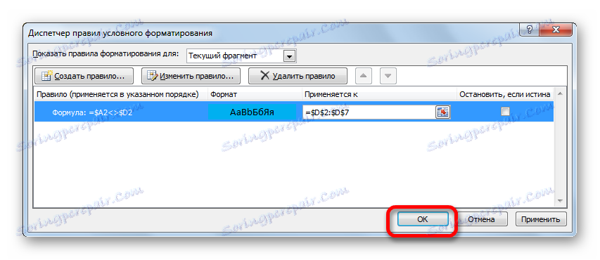 Použití pravidla v Správci pravidel v aplikaci Microsoft Excel