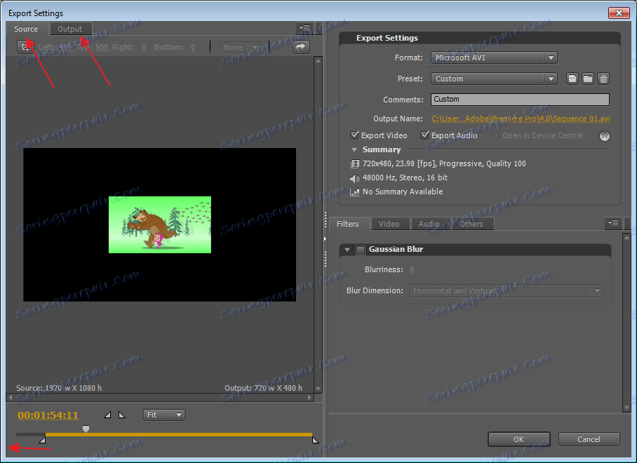 Sourse i Output u programu Adobe Premier Pro