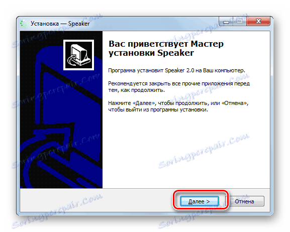 Vitajte v sprievodcovi pre inštaláciu programu Speaker v systéme Windows 7