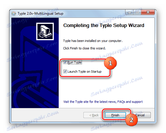 Dokončenie inštalácie aplikácie v Typle Setup Wizard v systéme Windows 7