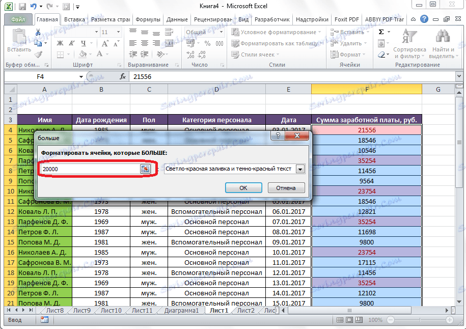 Задайте границата за избор на клетки в Microsoft Excel
