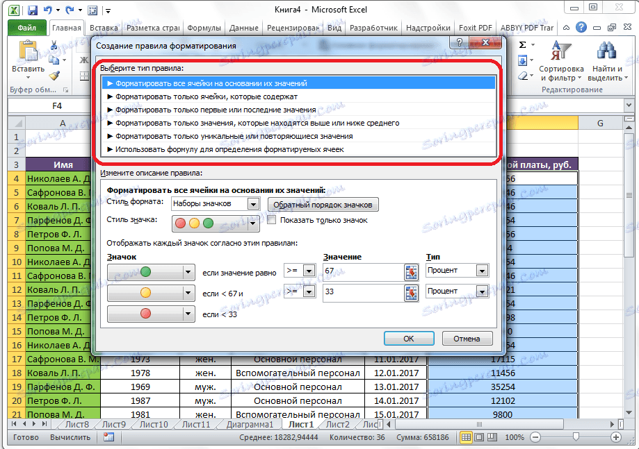 Видове правила в Microsoft Excel