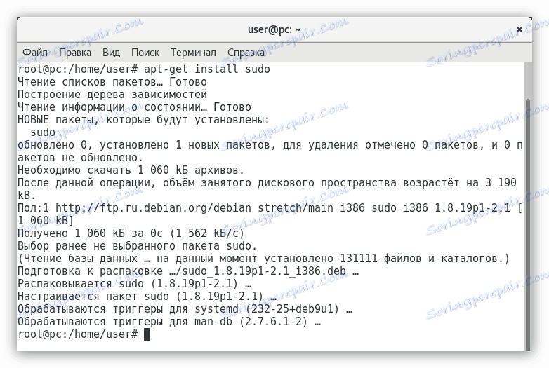 inštalácia pomôcky sudo v