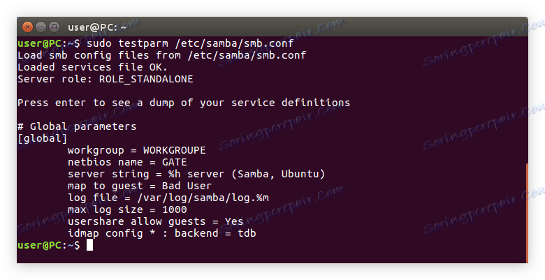 التحقق من ملف تكوين بروتوكول البريد في بروتوكول الإنترنت في ubuntu عندما السامبا