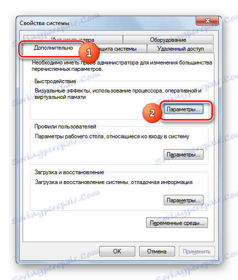 Pojdite v okno z možnostmi izvajanja na jezičku Advanced Properties v operacijskem sistemu Windows 7
