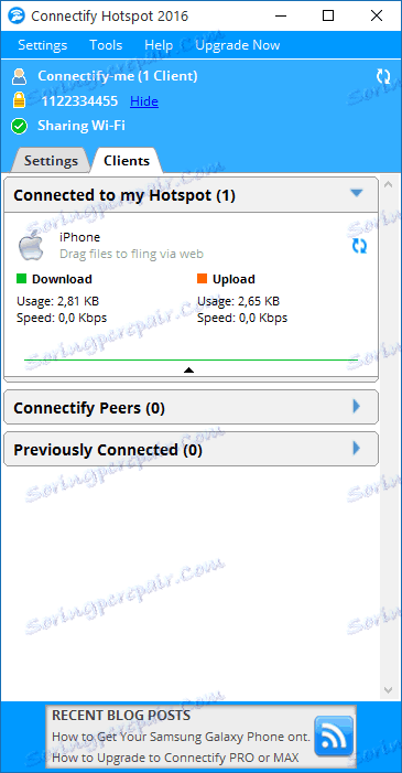 Zobrazení informací o připojených zařízeních v programu Connectify