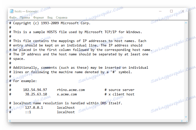 Súbor Clean hosts v operačnom systéme Windows 10