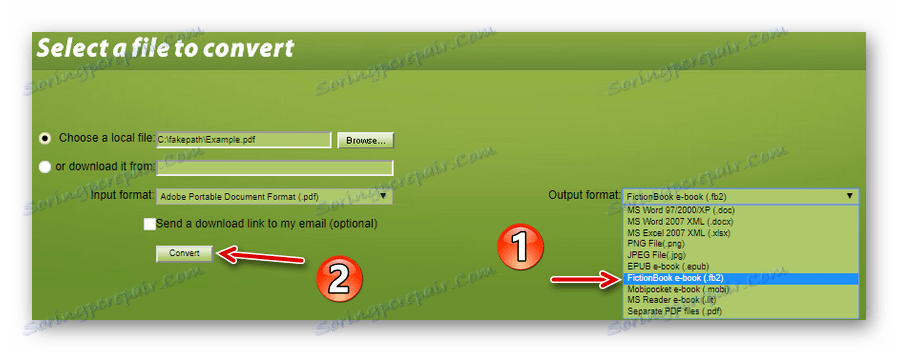 Začnemo postopek pretvorbe dokumenta PDF v storitev Pretvori datoteke