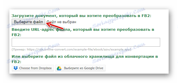 URL-datoteko uvozimo v spletno pretvorbo spletnih storitev