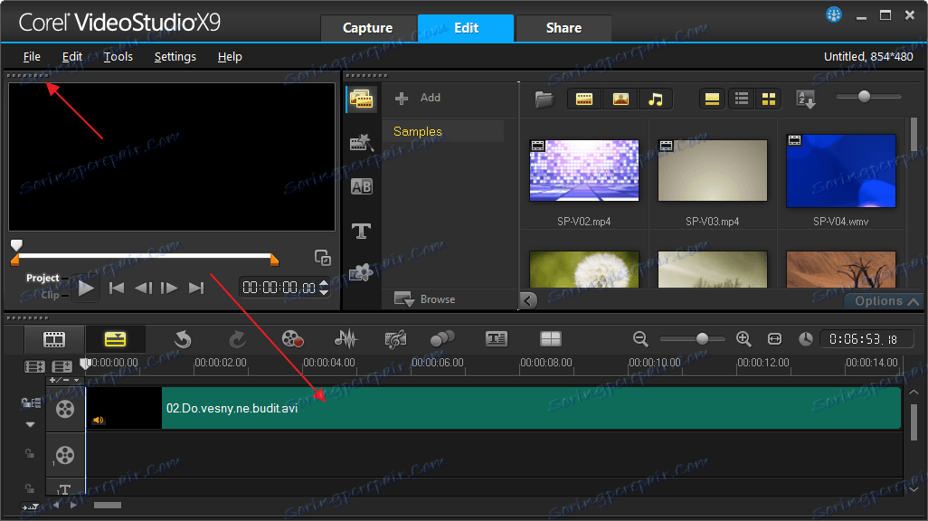 إضافة فيديو إلى المخطط الزمني في Corel VideoStudio