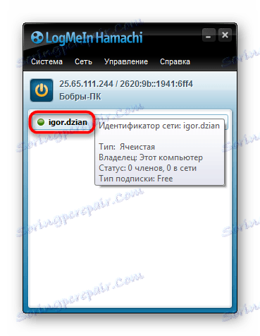 یک شبکه جدید در برنامه Hamachi ایجاد کرد