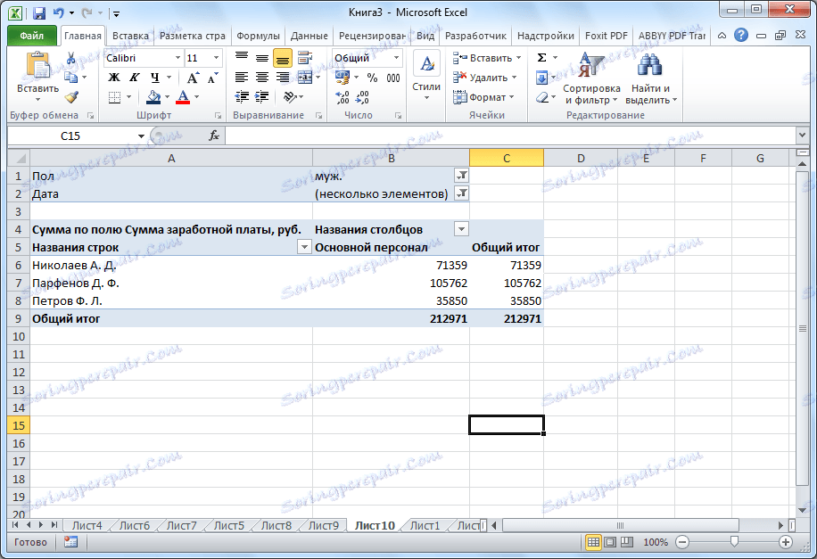 Зміна зведеної таблиці в Microsoft Excel