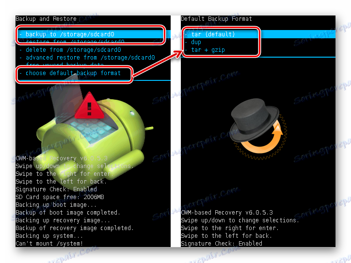 cwm obnovitev backup