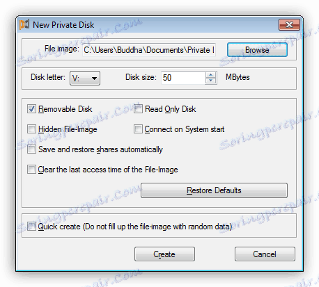 Създаване на защитено дисково изображение в Dekart Private Disk