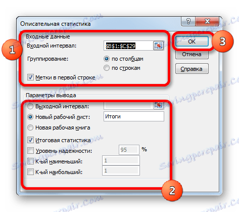 Дескриптивни прозор статистике у Мицрософт Екцелу